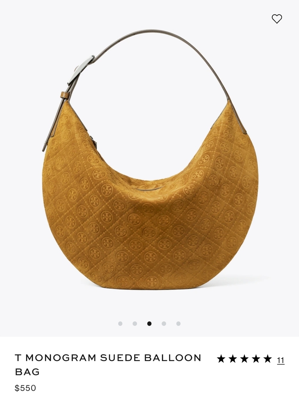 Tory Burch T Monogram Suede Balloon Bag